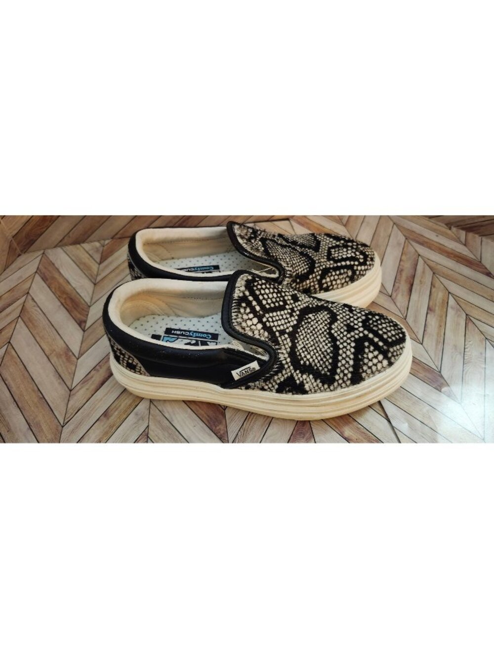 Unisex Vans Super Comfycush Snake Pony Slip On Black White Shoe M4 W5.5 35 FLAWS